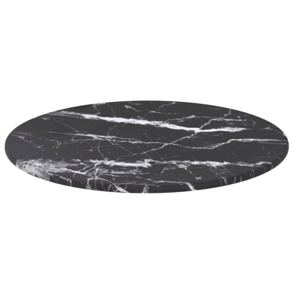 Tablero de mesa diseño mármol vidrio templado negro Ø30x0.8 cm M 2