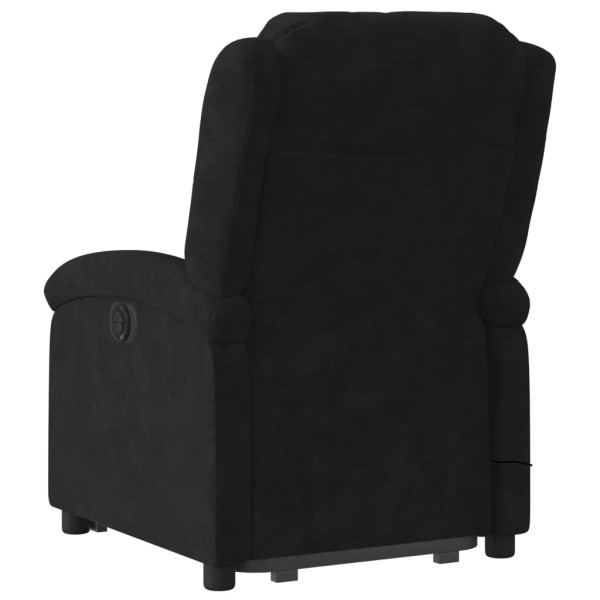Sillón reclinable de masaje elevable terciopelo negro M 5