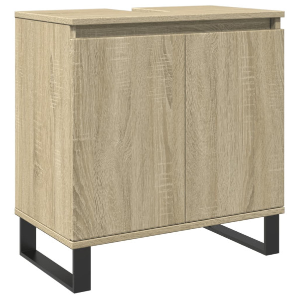 Set de muebles de baño 3 pzas madera contrachapada roble Sonoma M 4