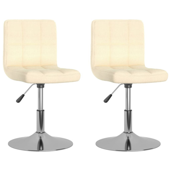 Cadeiras de jantar giratórias 2 pcs tecido cor creme M 2