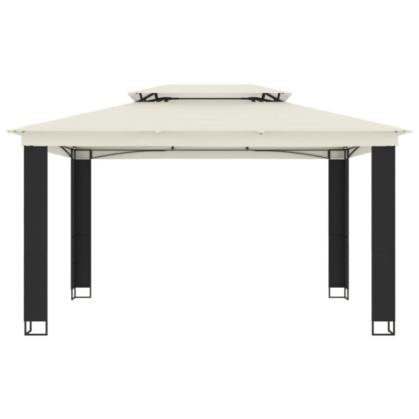 VidaXL Gazebo com telhado duplo 3.94x2.96 m aço creme M 3