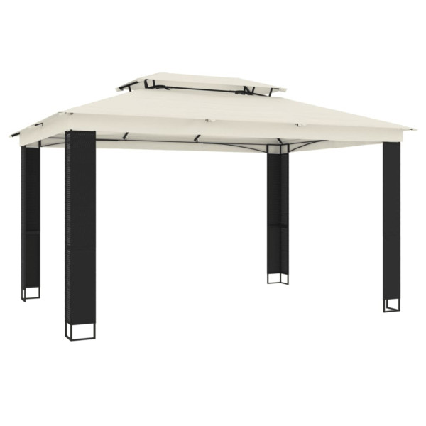 VidaXL Gazebo com telhado duplo 3.94x2.96 m aço creme M 5