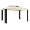 VidaXL Gazebo com telhado duplo 3.94x2.96 m aço creme 5