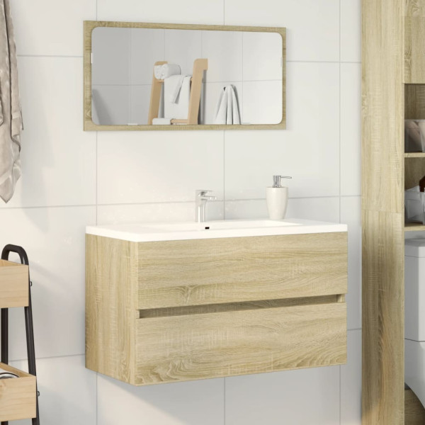 Armario de baño con espejo color roble sonoma 80x38.5x45 cm M 3