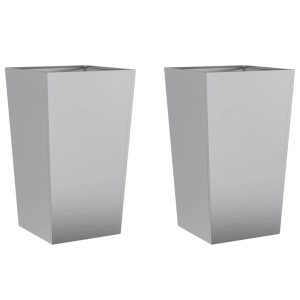 Vaso/floreira de jardim 2 pcs 45x45x75 cm aço galvanizado H