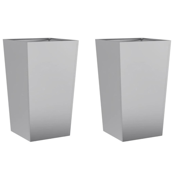 Vaso/floreira de jardim 2 pcs 45x45x75 cm aço galvanizado M 2
