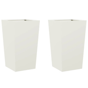 Vaso/floreira de jardim 2 pcs 45x45x75 cm aço branco H