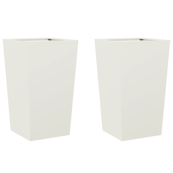 Vaso/floreira de jardim 2 pcs 45x45x75 cm aço branco M 2