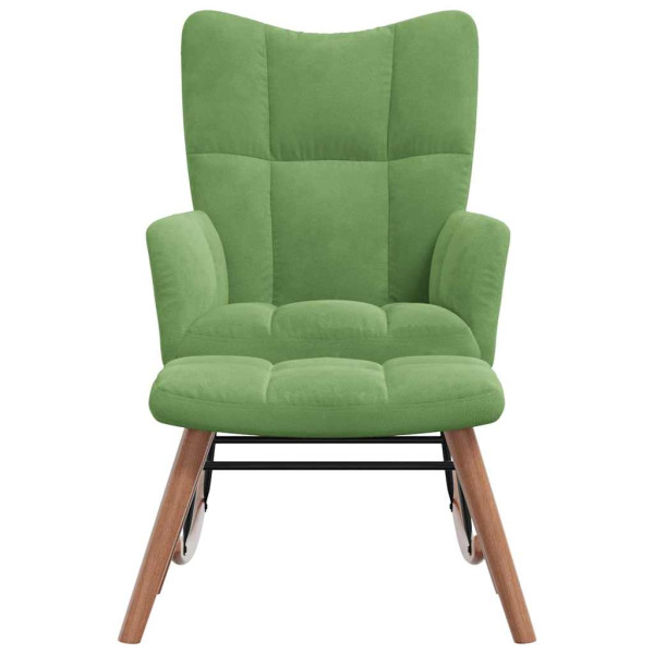 Silla mecedora con reposapiés terciopelo verde claro M 3