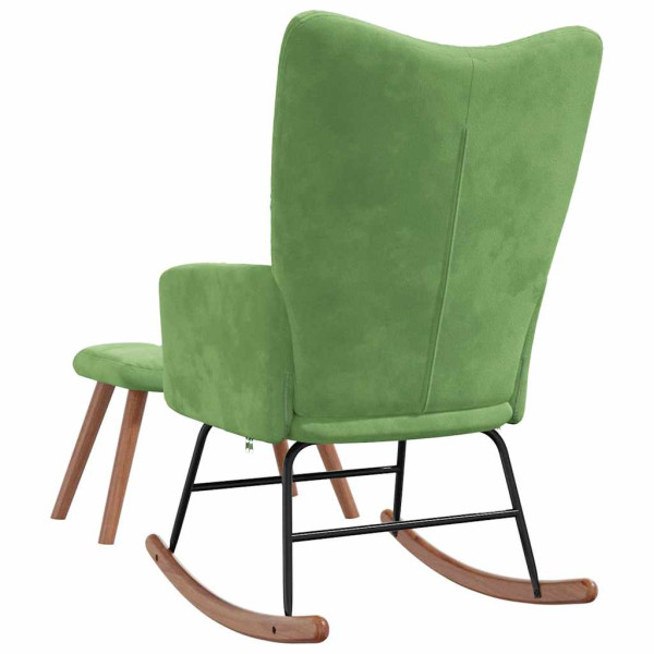 Silla mecedora con reposapiés terciopelo verde claro M 5