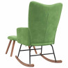 Silla mecedora con reposapiés terciopelo verde claro 5