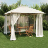 Gazebo c/ teto duplo/paredes de malha 2.94x2.94 m aço creme 1
