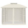 Gazebo c/ teto duplo/paredes de malha 2.94x2.94 m aço creme 3