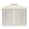 Gazebo c/ teto duplo/paredes de malha 2.94x2.94 m aço creme 4