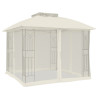 Gazebo c/ teto duplo/paredes de malha 2.94x2.94 m aço creme 5