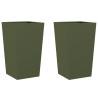 Vaso/floreira de jardim 2 pcs 45x45x75 cm aço verde azeitona 2
