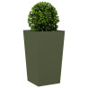 Vaso/floreira de jardim 2 pcs 45x45x75 cm aço verde azeitona 4