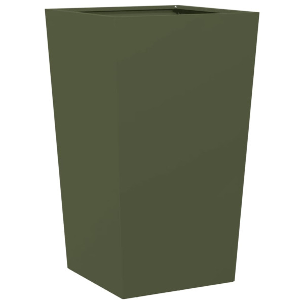 Vaso/floreira de jardim 2 pcs 45x45x75 cm aço verde azeitona M 5