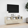 Mueble de TV de pared con luces LED roble Sonoma 130x31x45 cm 4