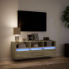 Mueble de TV de pared con luces LED roble Sonoma 130x31x45 cm 5