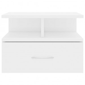 Mesa de cabeceira suspensa 2 pcs 40x31x27 cm branco brilhante H