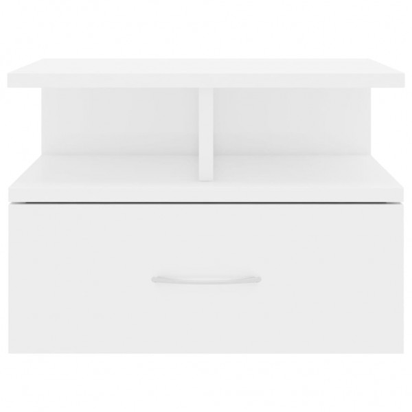 Mesita noche flotante 2 uds aglomerado blanco brillo 40x31x27cm M 2