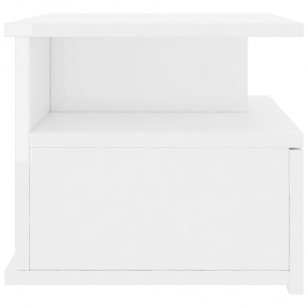 Mesita noche flotante 2 uds aglomerado blanco brillo 40x31x27cm M 5