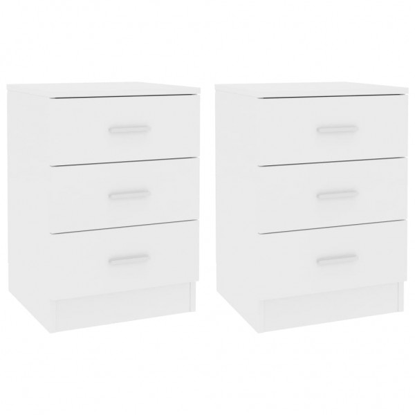 Mesitas de noche 2 uds madera contrachapada blanco 38x35x56 cm D