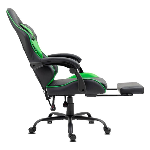 Sillón Gaming Premium COOL Rest Negro-Verde (Reposapiés) M 5