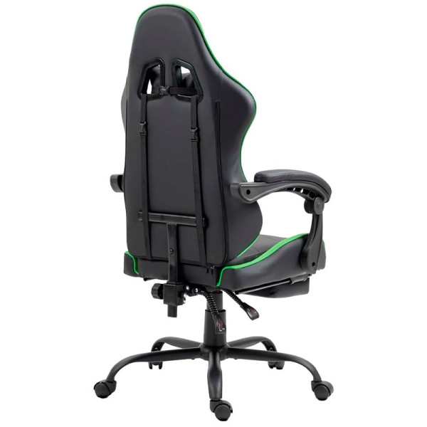 Sillón Gaming Premium COOL Rest Negro-Verde (Reposapiés) M 6