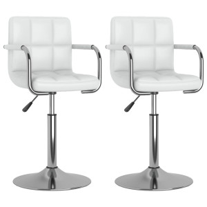 Sillas de comedor giratorias 2 unidades cuero sintético blanco H