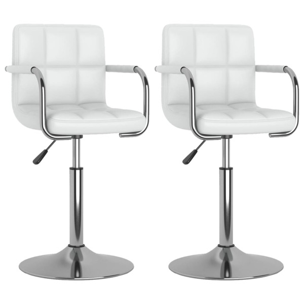 Cadeiras de jantar giratórias 2 pcs couro artificial branco M 2
