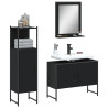 Set de muebles de baño 3 piezas madera contrachapada negro 1