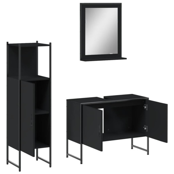 Set de muebles de baño 3 piezas madera contrachapada negro M 5