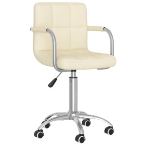 Silla de oficina giratoria de tela color crema H