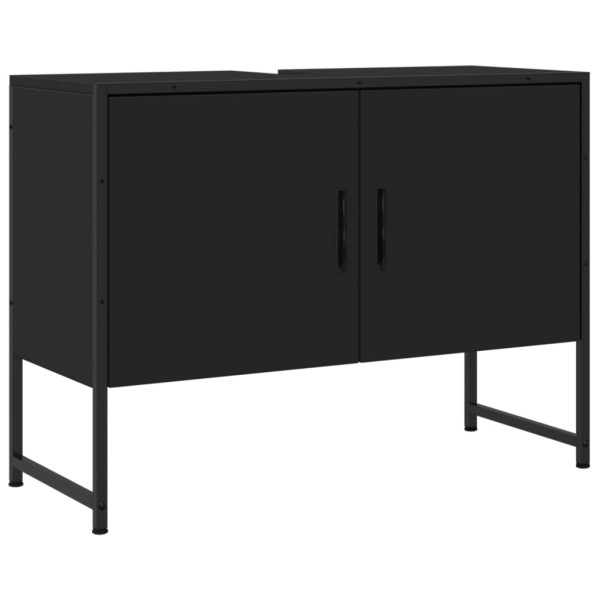 Armario de lavabo de baño madera ingeniería negro 80x33x60 cm M 2