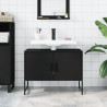 Armario de lavabo de baño madera ingeniería negro 80x33x60 cm 3