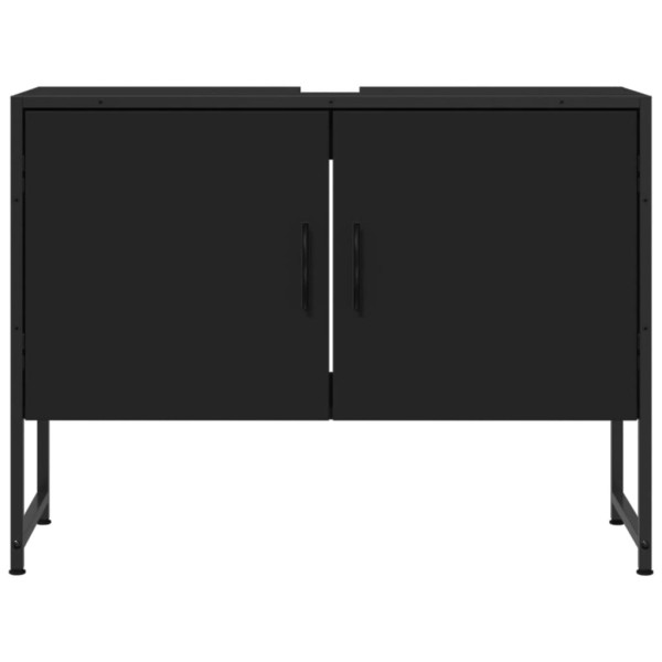 Armario de lavabo de baño madera ingeniería negro 80x33x60 cm M 5