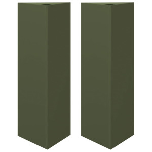 Jardineras triangulares 2 uds acero verde oliva 30x26x75 cm H