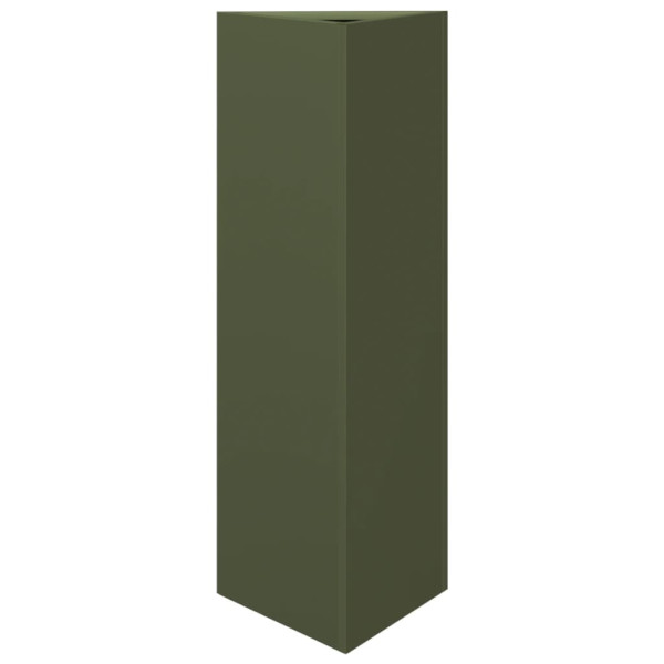 Vaso/floreira triangular 2 pcs 30x26x75 cm aço verde-azeitona M 5