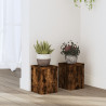 Soportes de plantas 2 uds madera roble ahumado 15x15x20 cm 1