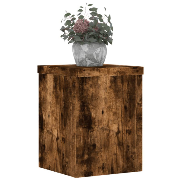 Soportes de plantas 2 uds madera roble ahumado 15x15x20 cm M 3
