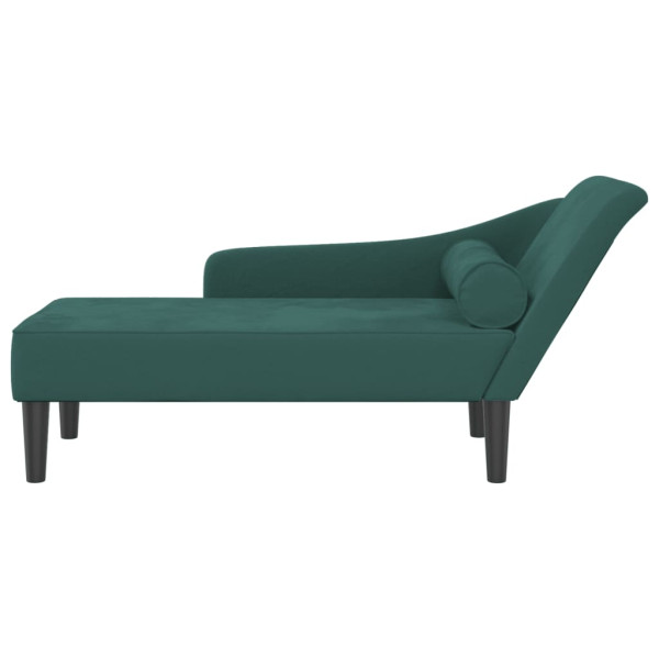 Chaise longue com almofadões veludo verde-escuro M 3