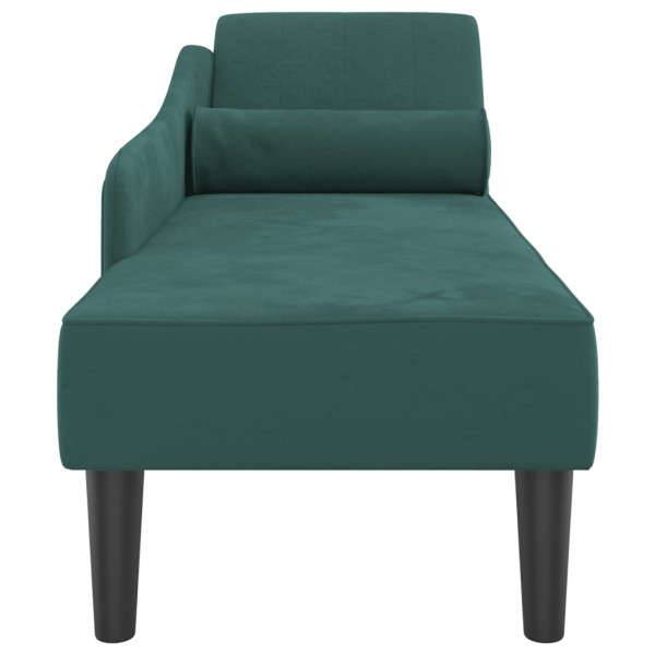 Chaise longue com almofadões veludo verde-escuro M 4
