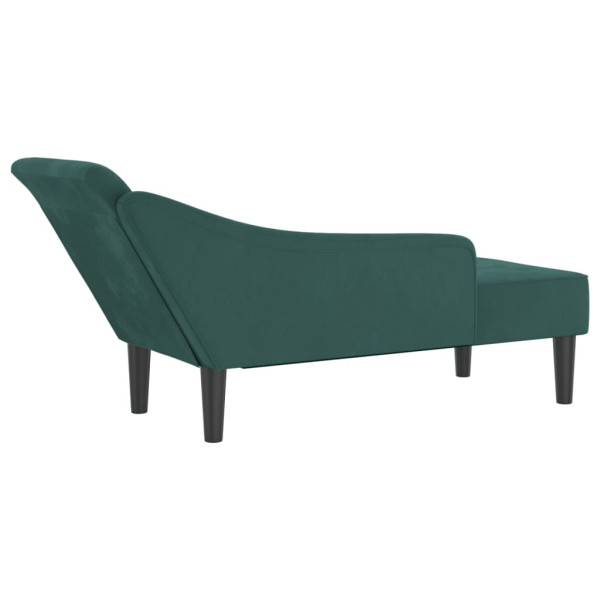 Chaise longue com almofadões veludo verde-escuro M 5