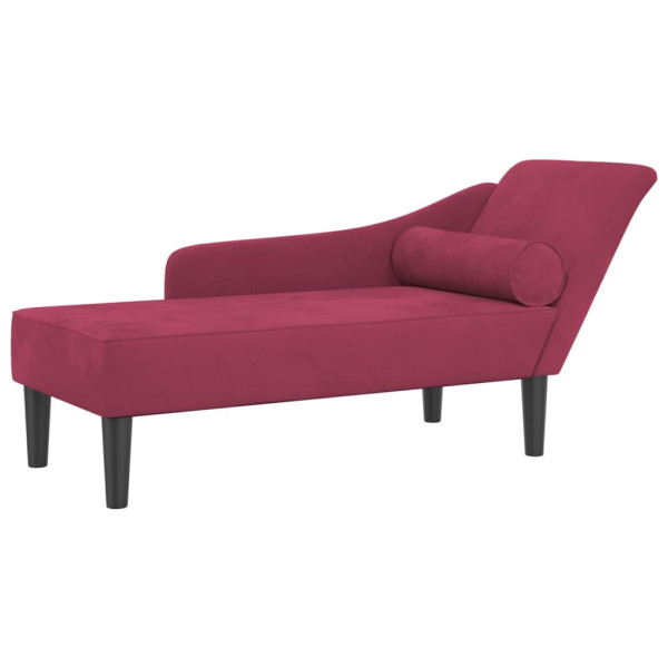 Chaise longue com almofadões veludo vermelho tinto M 2