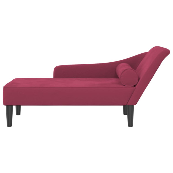 Chaise longue com almofadões veludo vermelho tinto M 3