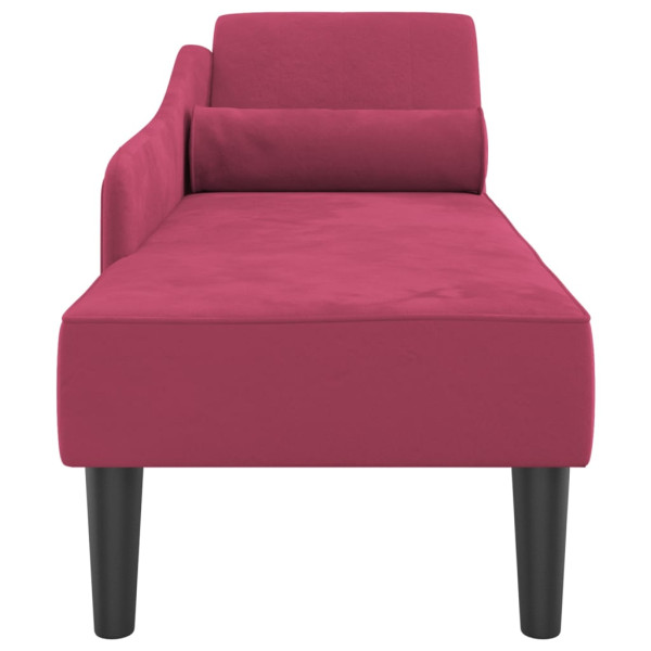 Chaise longue com almofadões veludo vermelho tinto M 4