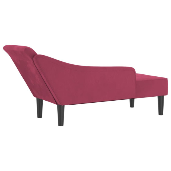 Chaise longue com almofadões veludo vermelho tinto M 5