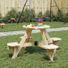Mesa de picnic para 4 niños agujero para sombrilla madera abeto 1